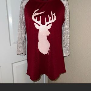 Southern Grace Shimmer Gold Christmas Reindeer Shirt
